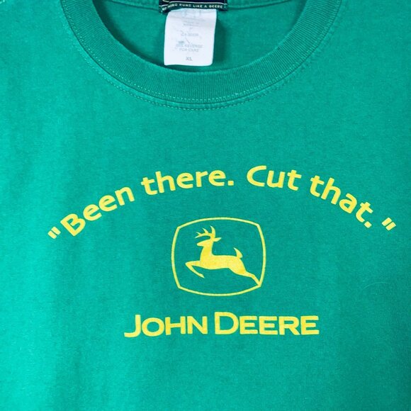 Men's John Deere Green Long Sleeve T-Shirt XL 100% Cotton - Picture 3 of 4
